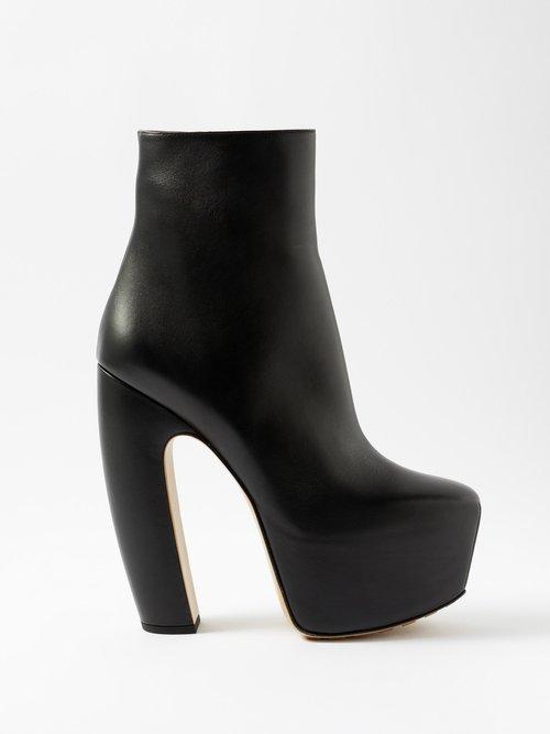 Bottega Veneta - Mostra Leather Platform Ankle Boots - Womens - Black