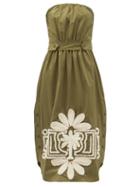 Matchesfashion.com Johanna Ortiz - Persistent Myth Strapless Cotton-blend Midi Dress - Womens - Green