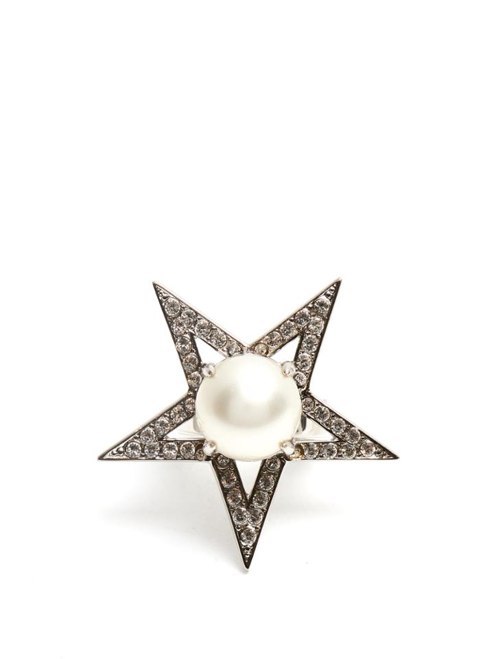 Miu Miu Star Faux-pearl And Crystal-embellished Ring