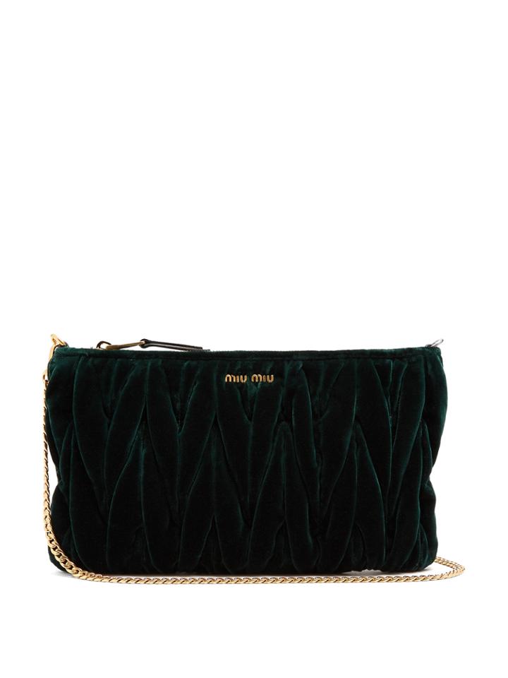 Miu Miu Quilted-velvet Clutch