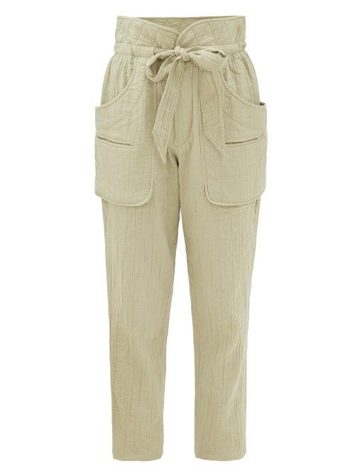 Matchesfashion.com Isabel Marant Toile - Bessie Paperbag-waist Canvas Trousers - Womens - Khaki