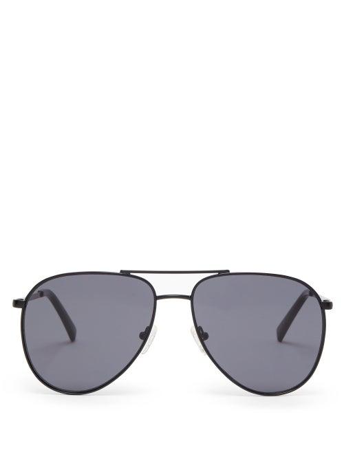 Matchesfashion.com Le Specs - Road Trip Aviator Metal Sunglasses - Womens - Black Grey