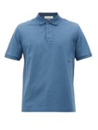 Matchesfashion.com Bottega Veneta - Logo-embroidered Cotton-piqu Polo Shirt - Mens - Blue