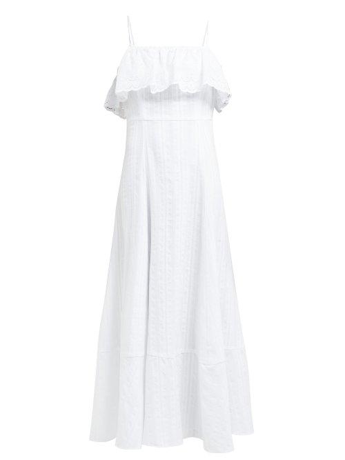 Matchesfashion.com Loup Charmant - Sintra Stripe Woven Cotton Dress - Womens - White