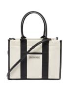 Balenciaga - Neo Navy S Leather-trimmed Canvas Tote Bag - Womens - Black Cream