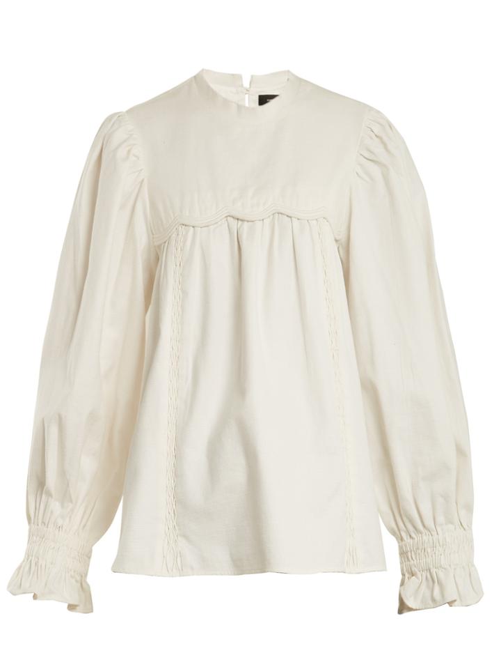 Isabel Marant Wensley Scalloped-bib Gathered Cotton Top