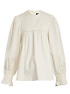 Isabel Marant Wensley Scalloped-bib Gathered Cotton Top