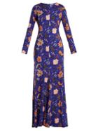 Matchesfashion.com Diane Von Furstenberg - Canton Print Silk Jersey Maxi Dress - Womens - Blue Print