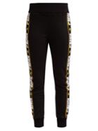 Matchesfashion.com Fendi - Logo Tape Cotton Blend Track Pants - Womens - Black Gold