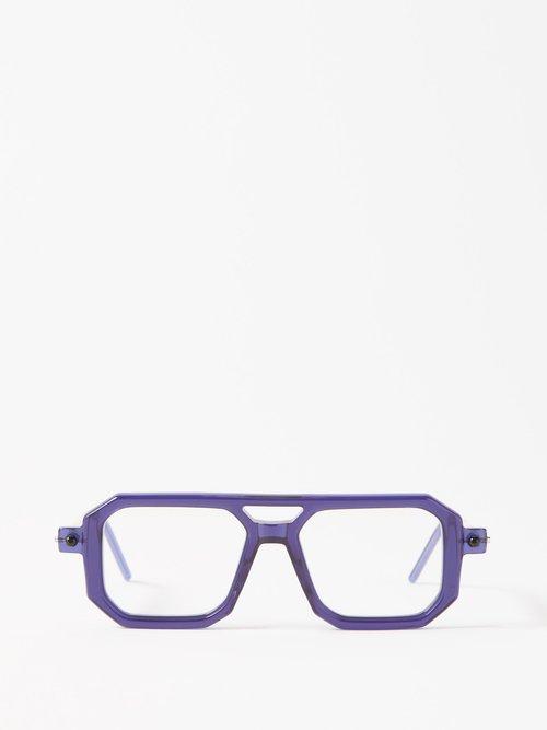 Kuboraum - Aviator-frame Acetate Glasses - Mens - Blue