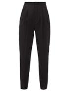 Matchesfashion.com Saint Laurent - Pleated Grain-de-poudre Wool Tuxedo Trousers - Womens - Black