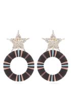 Matchesfashion.com Maryjane Claverol - Akila Star Crystal-embellished Drop Hoop Earrings - Womens - Black Multi