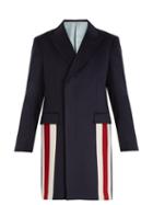 Matchesfashion.com Gucci - Striped Detail Cashmere Blend Coat - Mens - Navy