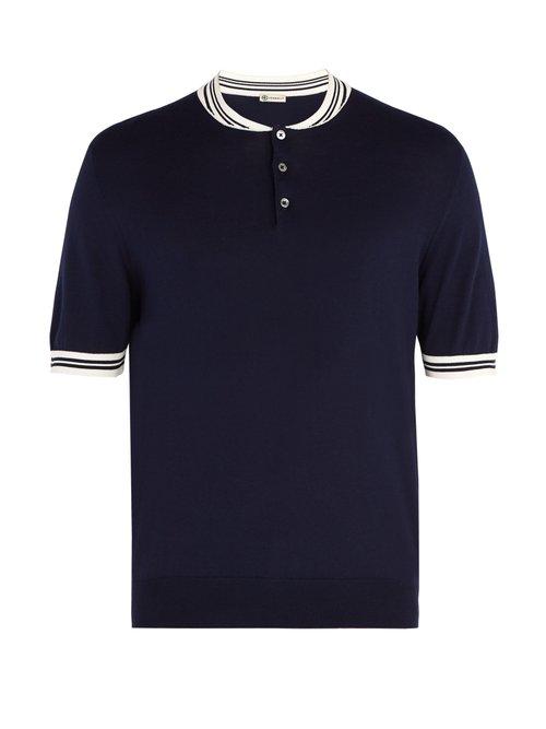Matchesfashion.com Connolly - Cotton Knit Racing Polo Shirt - Mens - Navy