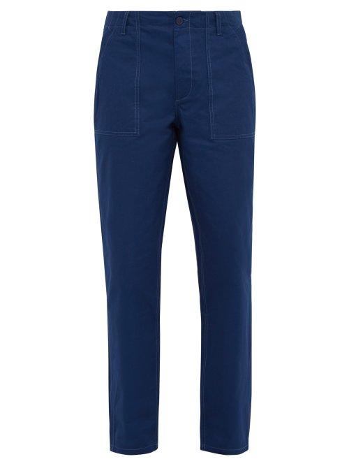Matchesfashion.com Maison Kitsun - Relaxed Leg Cotton Trousers - Mens - Navy