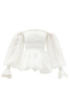 Ladies Rtw Aje - Divine Off-shoulder Crinkle-georgette Top - Womens - Ivory