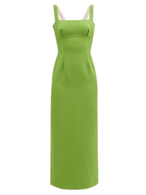 Emilia Wickstead - Magdalina Square-neck Double-crepe Midi Dress - Womens - Green