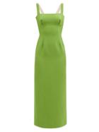 Emilia Wickstead - Magdalina Square-neck Double-crepe Midi Dress - Womens - Green