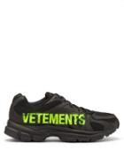 Matchesfashion.com Vetements - X Reebok Logo-print Mesh And Rubber Trainers - Mens - Black Yellow