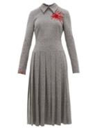 Matchesfashion.com Duncan - Exploding Heart Bead Embellished Wool Blend Dress - Womens - Grey
