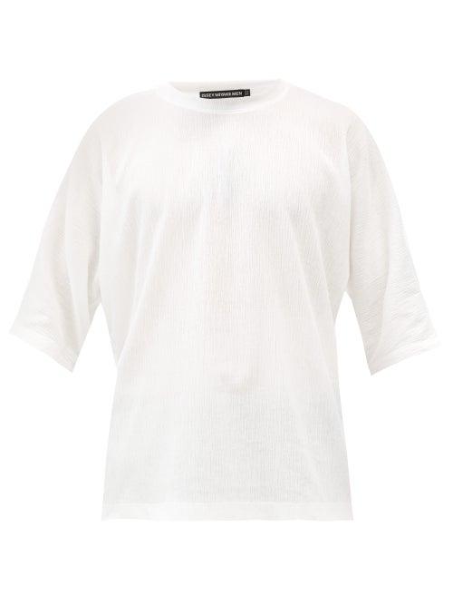 Matchesfashion.com Issey Miyake Men - Pliss Mid-sleeve Cotton-blend T-shirt - Mens - White