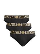 Versace - Pack Of Three Logo-jacquard Stretch-cotton Briefs - Mens - Black