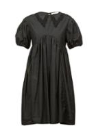 Matchesfashion.com Cecilie Bahnsen - Malou Lace-trimmed Tie-back Poplin Dress - Womens - Black