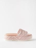 Gucci - Gg-logo Quilted Platform Slides - Womens - Light Pink