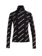 Matchesfashion.com Balenciaga - Logo Print Roll Neck Sweater - Mens - Black