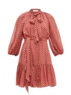 Matchesfashion.com Zimmermann - Espionage Polka Dot Chiffon Mini Dress - Womens - Pink Print