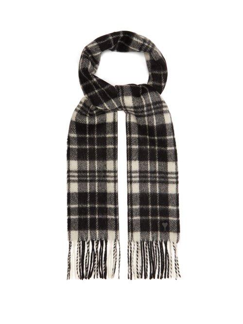 Matchesfashion.com Ami - Tartan Virgin Wool Scarf - Mens - Black White