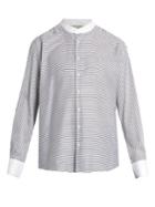 Etro Granddad-collar Striped Cotton Shirt