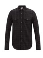 Matchesfashion.com Saint Laurent - Metallic-check Wool-blend Shirt - Mens - Black White