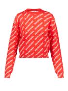 Balenciaga - Logo-jacquard Sweater - Womens - Red White