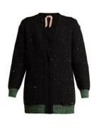Matchesfashion.com No. 21 - Sequin Embellished Wool Blend Cardigan - Womens - Black