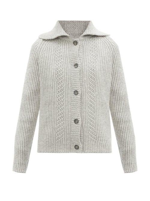 Matchesfashion.com Maison Margiela - Point-collar Wool Cardigan - Womens - Grey
