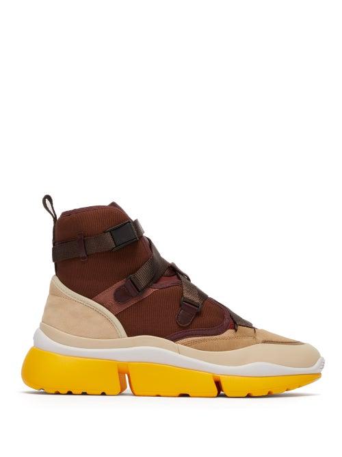 Matchesfashion.com Chlo - Sonnie Raised Sole High Top Trainers - Womens - Burgundy Multi