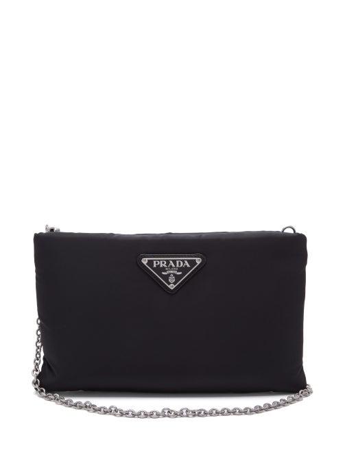 Matchesfashion.com Prada - Logo Plaque Small Padded Nylon Clutch - Womens - Black