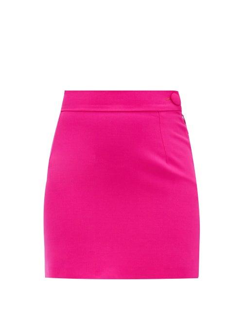 Matchesfashion.com The Attico - High Rise Wool Blend Mini Skirt - Womens - Fuchsia