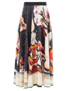 Ladies Rtw Roksanda - Fidra Abstract-print Silk-twill Skirt - Womens - White Multi