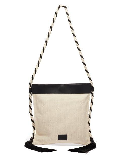 Matchesfashion.com Zeus + Dione - Kymata Braided Canvas And Leather Cross-body Bag - Womens - Black Cream