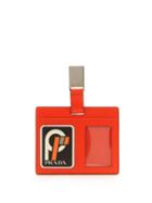 Matchesfashion.com Prada - Security Clip On Leather Cardholder - Womens - Orange Multi