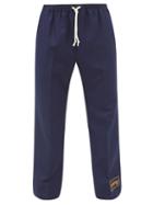 Gucci - Retro Drawstring Gabardine Trousers - Mens - Navy