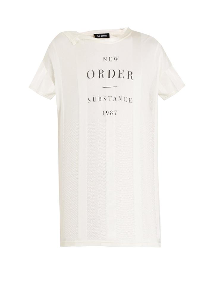 Raf Simons Printed Striped Mesh Top