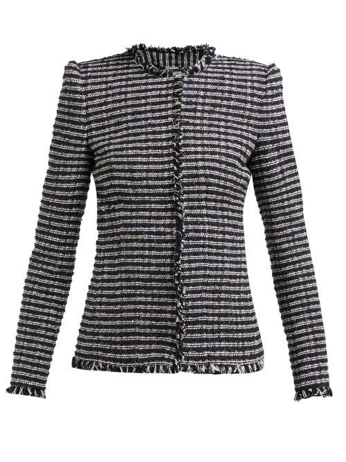 Matchesfashion.com Alexander Mcqueen - Striped Single Breasted Tweed Jacket - Womens - Black White