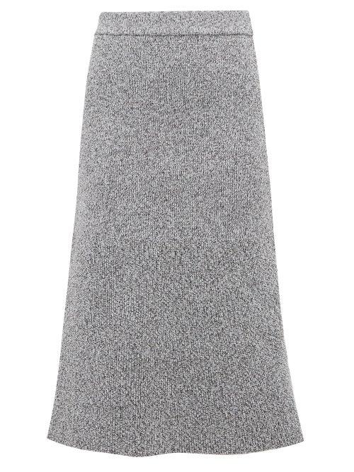 Matchesfashion.com Tibi - High Rise Ribbed Knit Midi Skirt - Womens - Grey