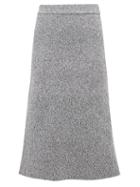 Matchesfashion.com Tibi - High Rise Ribbed Knit Midi Skirt - Womens - Grey