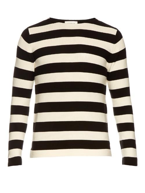 Gucci Striped Cotton Crew-neck Sweater