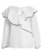 Diane Von Furstenberg Fluted-lapel Wrap Cotton Blouse