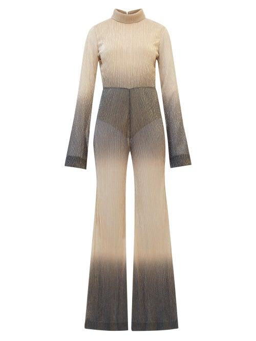 Matchesfashion.com Halpern - Wide Leg Lam Jumpsuit - Womens - Nude Multi